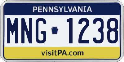 PA license plate MNG1238