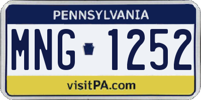 PA license plate MNG1252