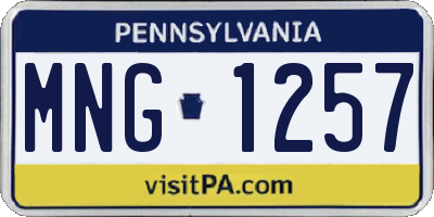 PA license plate MNG1257