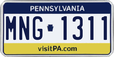 PA license plate MNG1311