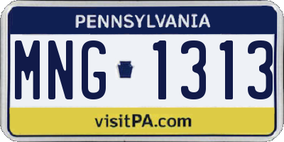 PA license plate MNG1313