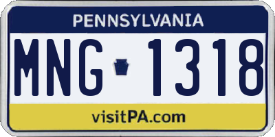 PA license plate MNG1318