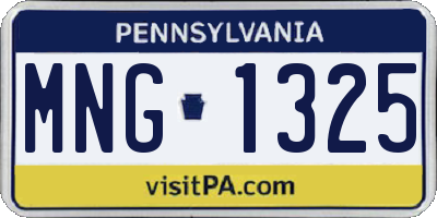 PA license plate MNG1325