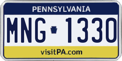 PA license plate MNG1330