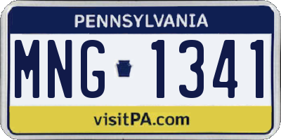 PA license plate MNG1341