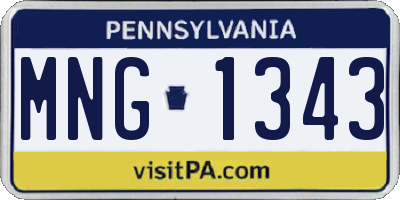 PA license plate MNG1343