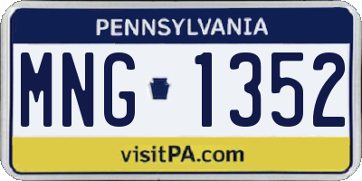 PA license plate MNG1352
