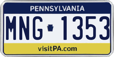 PA license plate MNG1353