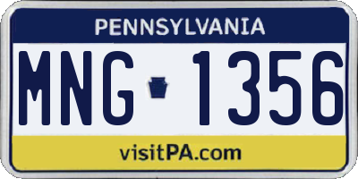 PA license plate MNG1356