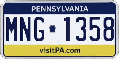 PA license plate MNG1358