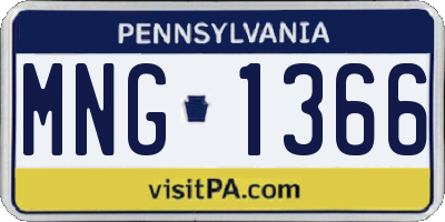 PA license plate MNG1366