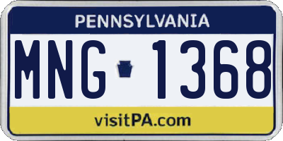 PA license plate MNG1368