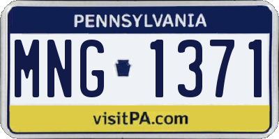 PA license plate MNG1371