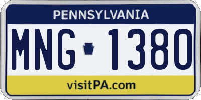 PA license plate MNG1380