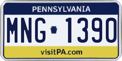 PA license plate MNG1390