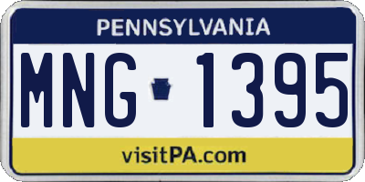 PA license plate MNG1395