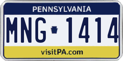 PA license plate MNG1414