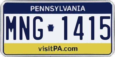 PA license plate MNG1415