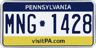 PA license plate MNG1428