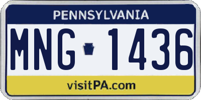 PA license plate MNG1436