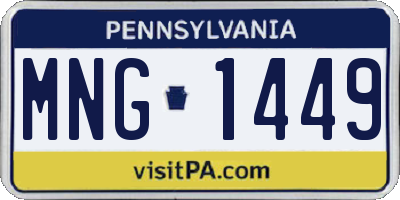 PA license plate MNG1449