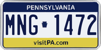 PA license plate MNG1472