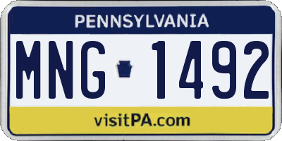 PA license plate MNG1492