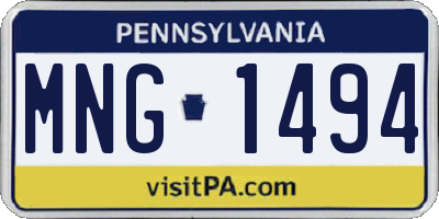 PA license plate MNG1494