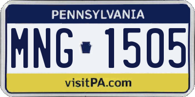 PA license plate MNG1505