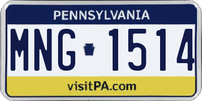 PA license plate MNG1514
