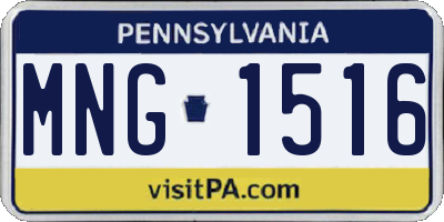 PA license plate MNG1516