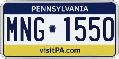 PA license plate MNG1550