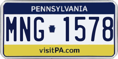 PA license plate MNG1578