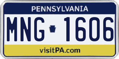 PA license plate MNG1606