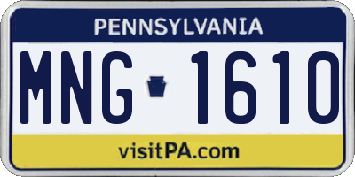 PA license plate MNG1610
