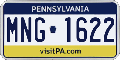 PA license plate MNG1622