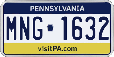 PA license plate MNG1632