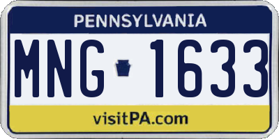PA license plate MNG1633