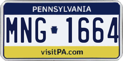 PA license plate MNG1664