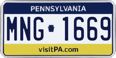 PA license plate MNG1669