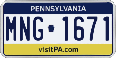 PA license plate MNG1671
