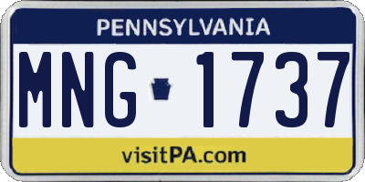 PA license plate MNG1737
