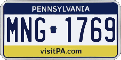 PA license plate MNG1769