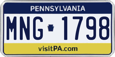 PA license plate MNG1798