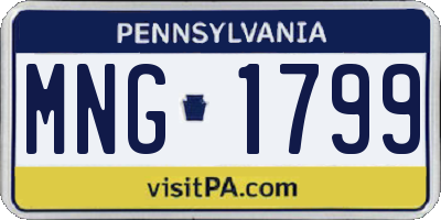 PA license plate MNG1799