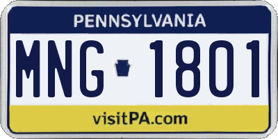 PA license plate MNG1801