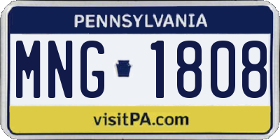 PA license plate MNG1808