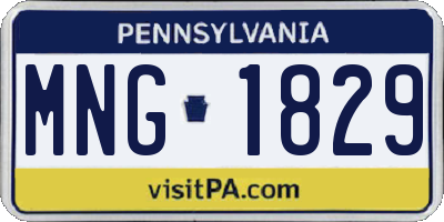 PA license plate MNG1829