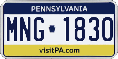 PA license plate MNG1830