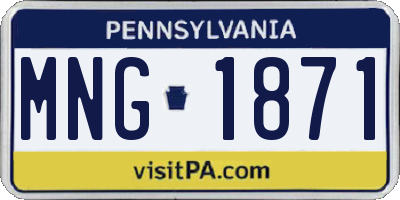 PA license plate MNG1871